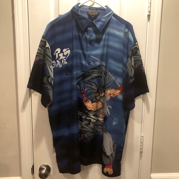 Vintage Other - Y2K Vintage Haohmaru Samurai Blue Japanese Anime Button Down Shirt